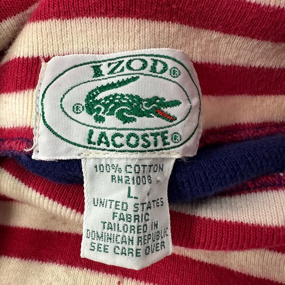 Vintage Izod Lacoste Mens Sz L Candy Stripe Turtle Neck Blue RARE!!! T0 - Picture 10 of 10